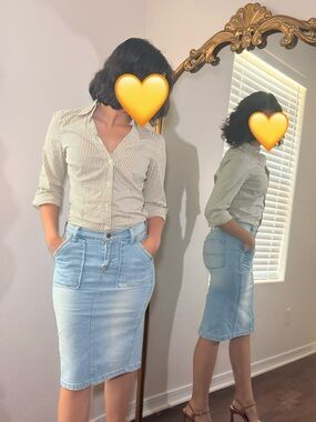 Lucky Brand Light Blue Denim Pencil Skirt